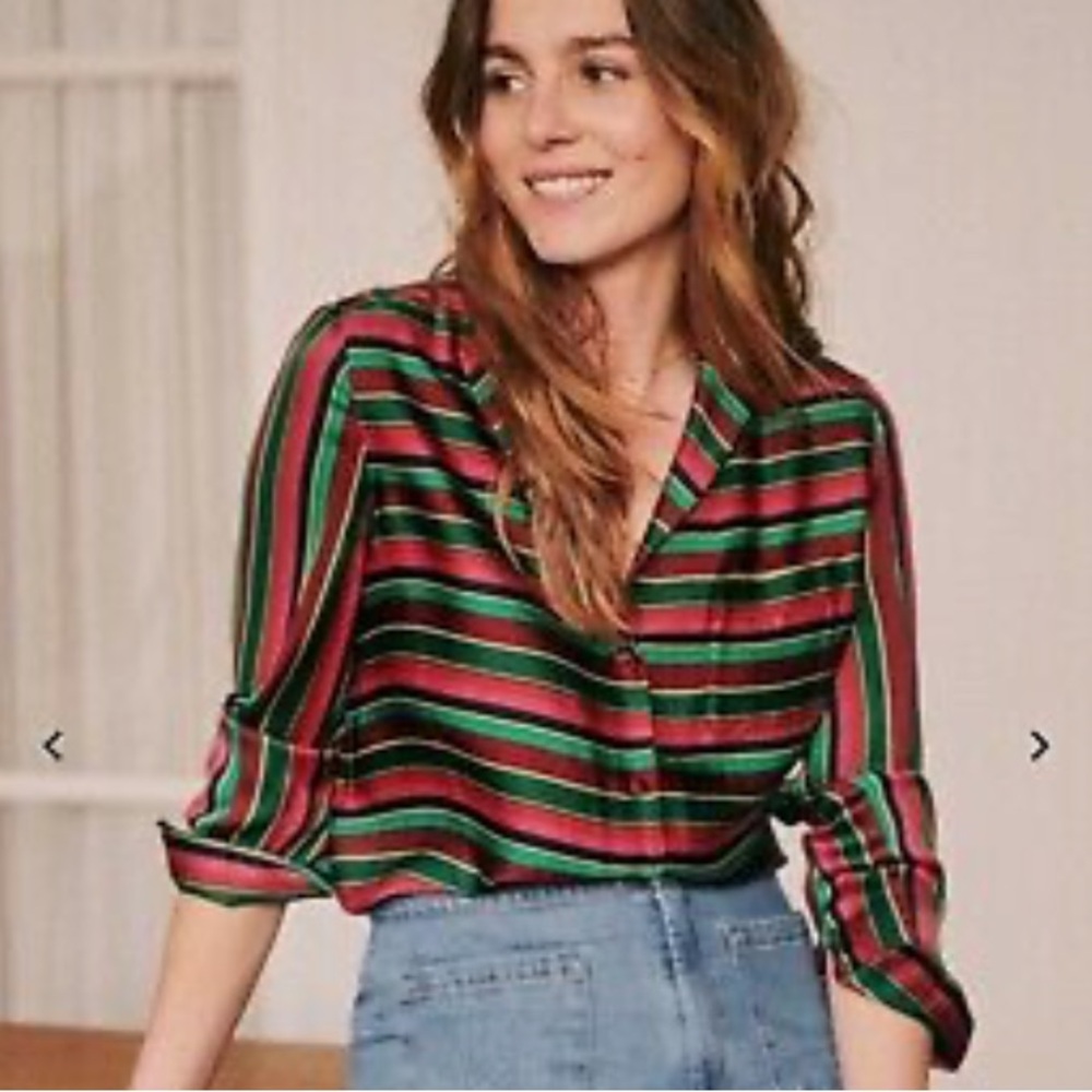 Sezane Florence Shirt Multicolored Striped Button Down - US Sz4 (S/M) - Like New